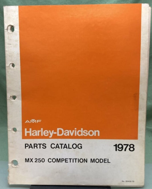 Harley Davidson 99458-78 MX 250 Competition Model Parts Catalog 1978 Genuine