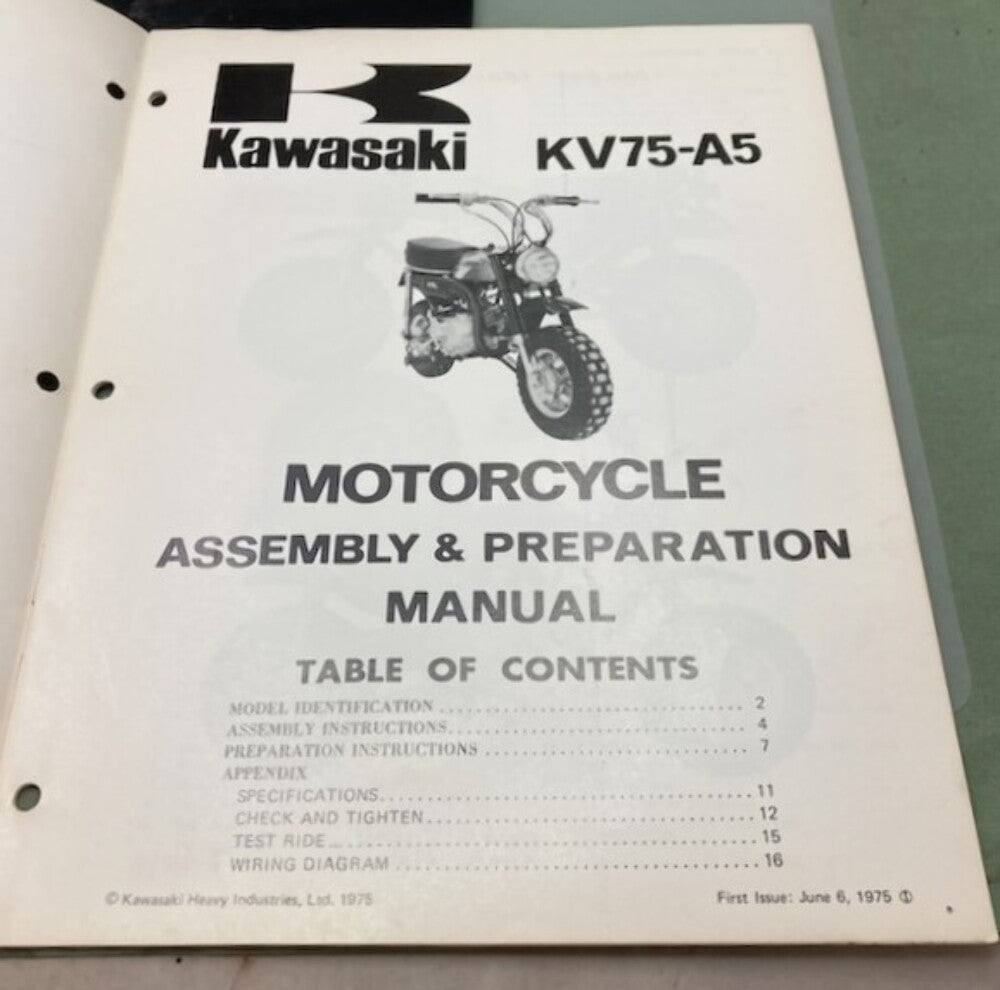 Kawasaki 99997-722-01 KV75-A5 Assembly and Prep Manual 1975 Genuine