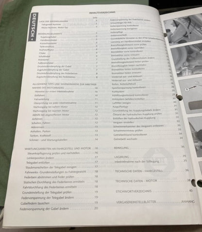 KTM 321060 250 SX Owner's Handbook 2003 Genuine