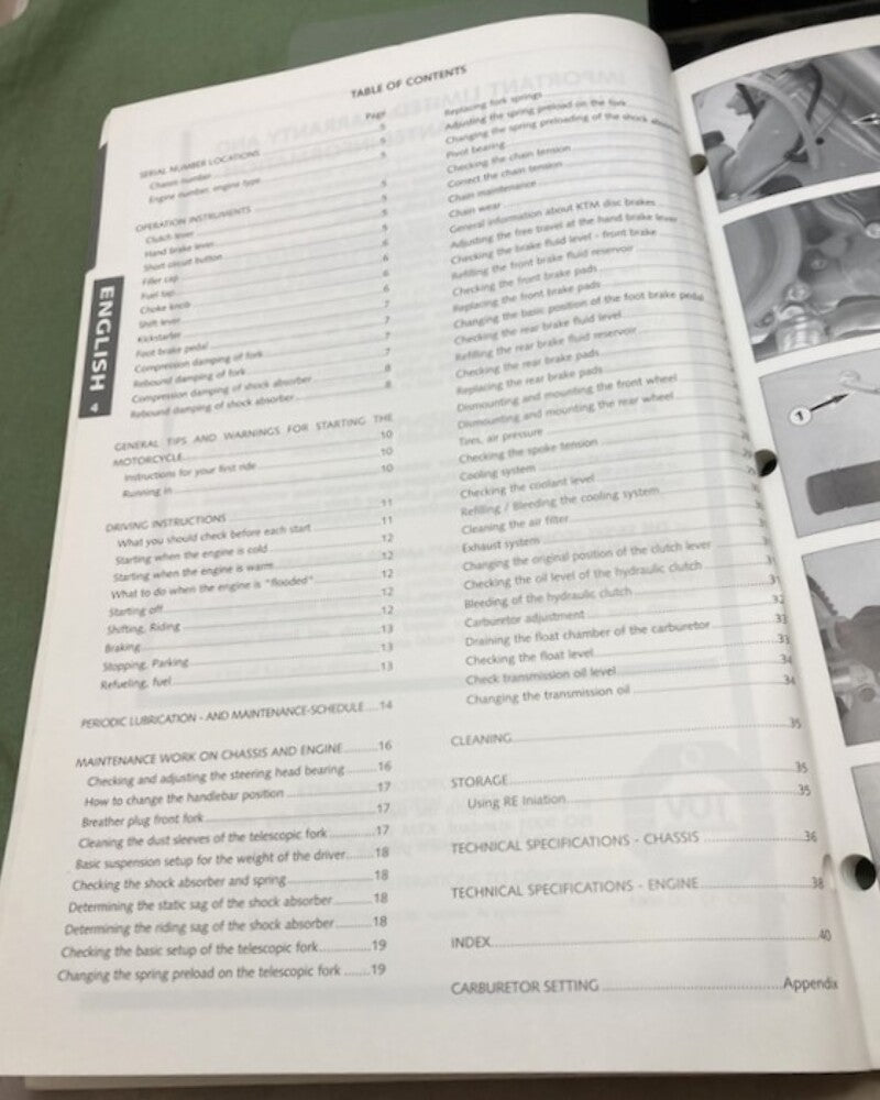 KTM 321060 250 SX Owner's Handbook 2003 Genuine