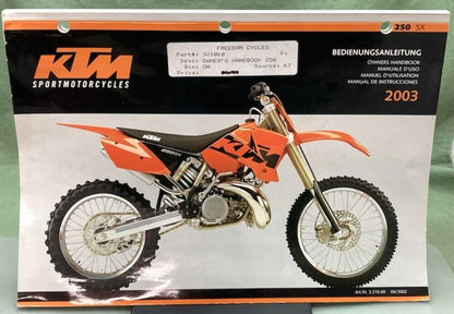 KTM 321060 250 SX Owner's Handbook 2003 Genuine