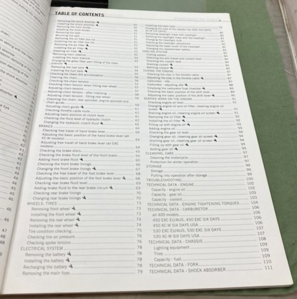 KTM 3211601en 400-530 XC-W/EXC Owner's Manual 2011 Genuine