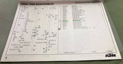 KTM 3CF8475K2EN 450 XC-W Six Days USA Chassis Spare Parts Manual 2011 Genuine