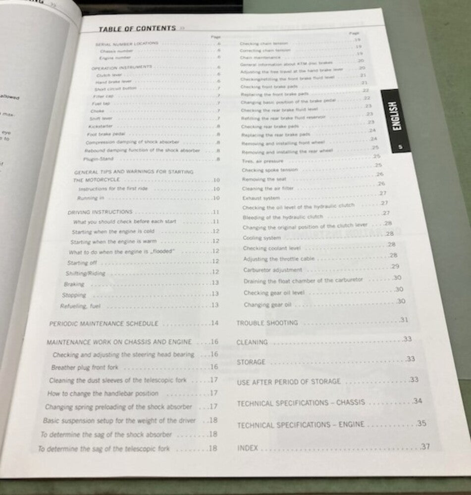 KTM 3211142en 65 SX Owner's Manual 2007 Genuine