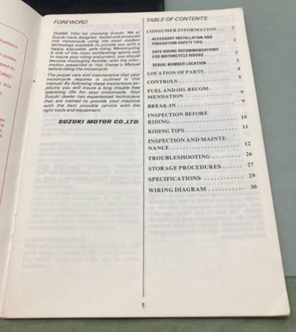 Suzuki 99011-05232-03A DR125 Owner's Manual 1983 Genuine