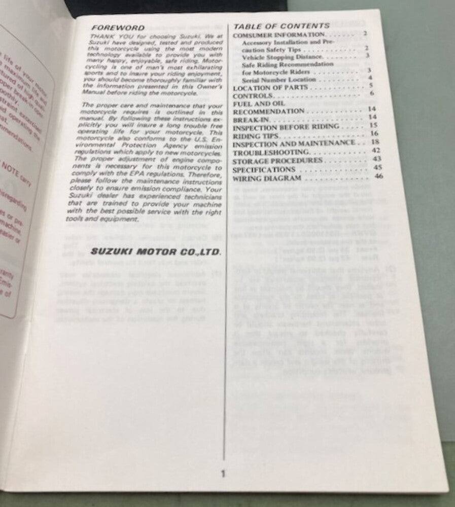 Suzuki 99011-49530-03A GS1100ES Owner's Manual 1982 Genuine