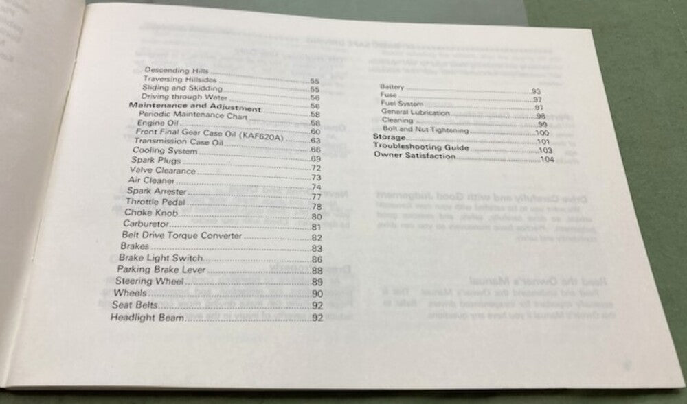 Kawasaki 99920-1623-04 Mule 2510 2520 Owner's Manual 1993 Genuine