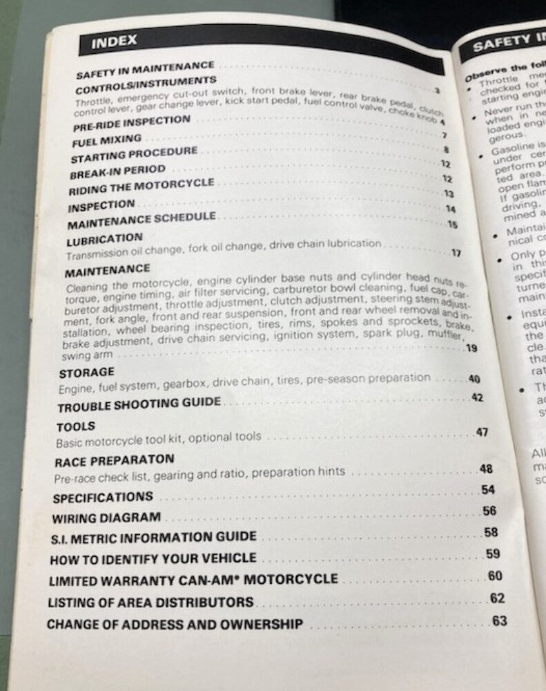 Can-am 735002024 MX-6 125 250 400 Operator's Manual 1979 Genuine
