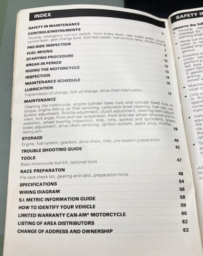 Can-am 735002024 MX-6 125 250 400 Operator's Manual 1979 Genuine
