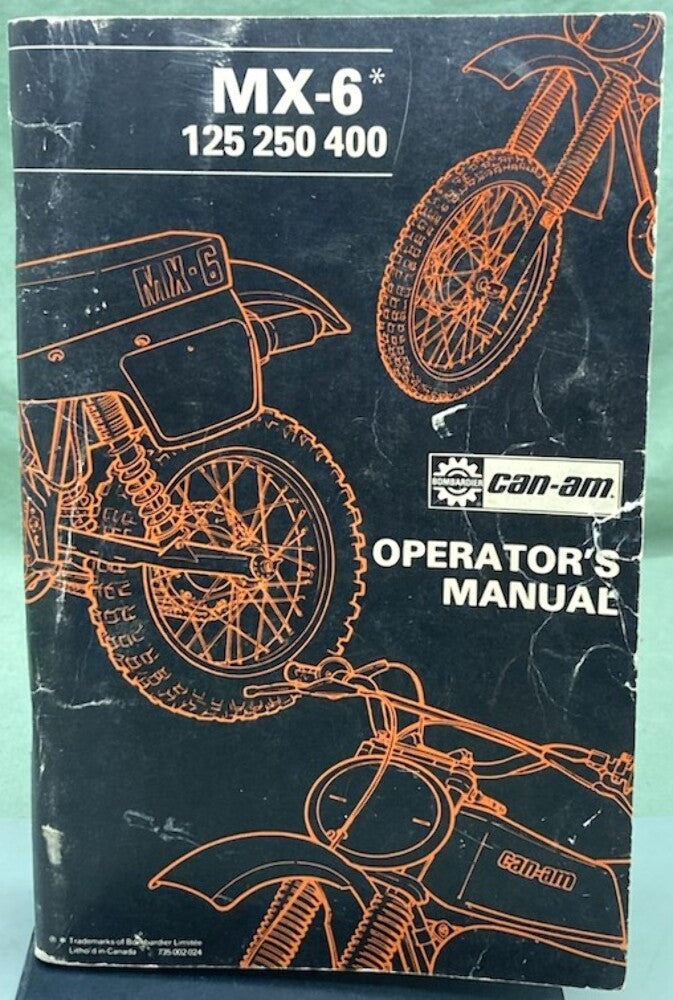 Can-am 735002024 MX-6 125 250 400 Operator's Manual 1979 Genuine