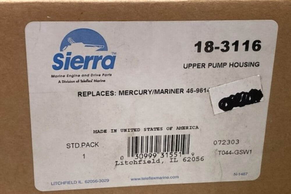 Sierra 18-3116 Upper Pump Housing New Genuine