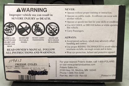 Polaris 9921123 525 Outlaw Owner's Manual 2007 Genuine