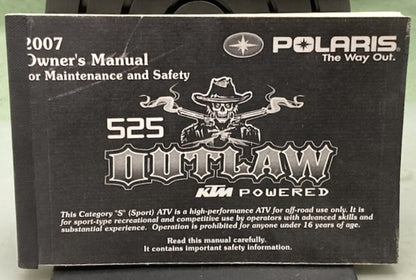 Polaris 9921123 525 Outlaw Owner's Manual 2007 Genuine
