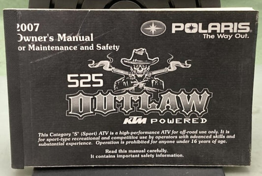 Polaris 9921123 525 Outlaw Owner's Manual 2007 Genuine