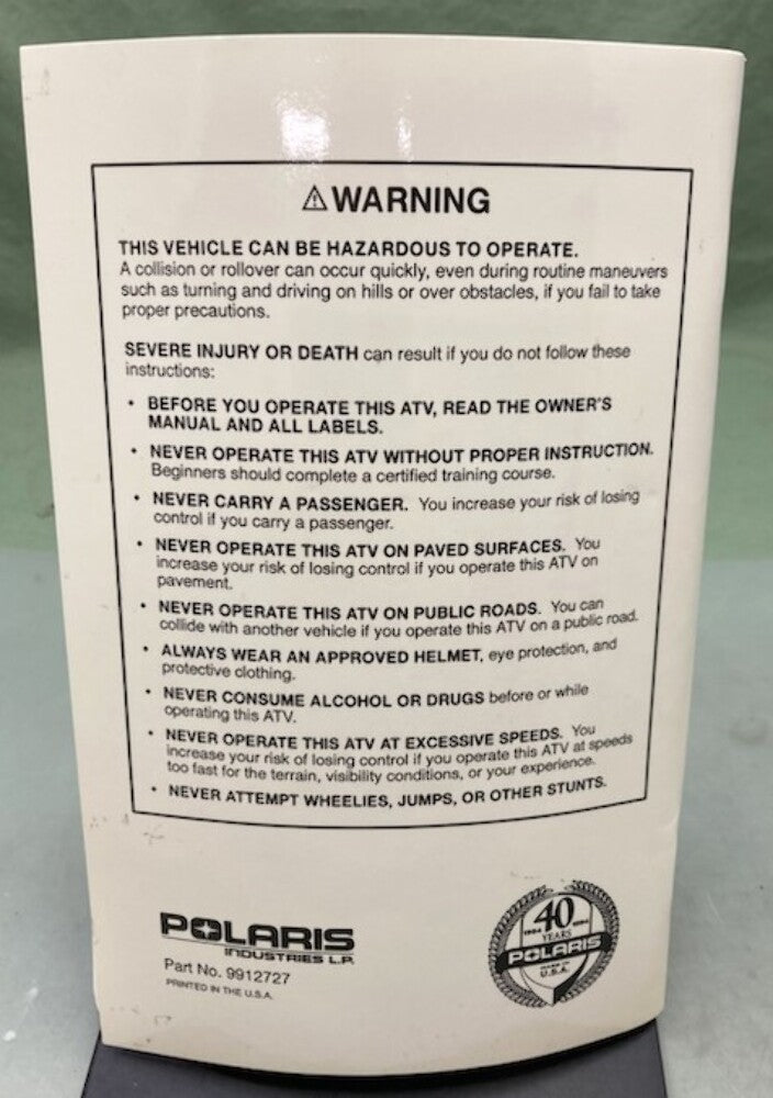 Polaris 9912727 Scrambler 400 4x4 Owner's Manual 1995 New Genuine
