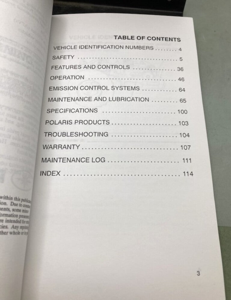 Polaris 9920278 Sawtooth Owner's Manual 2006 New Genuine