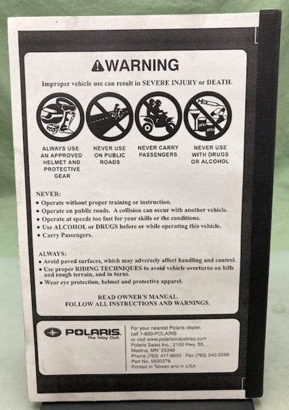 Polaris 9920278 Sawtooth Owner's Manual 2006 New Genuine