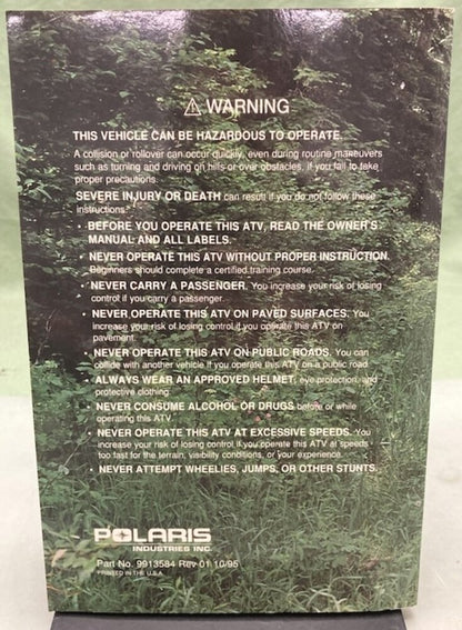 Polaris 9913584 Sport 400 and Trail Blazer Owner's Manual 1996 Genuine