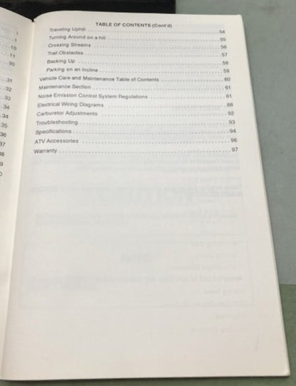 Polaris 9912397 4x4 250 4x4 350L Owner's Manual 1993 Genuine
