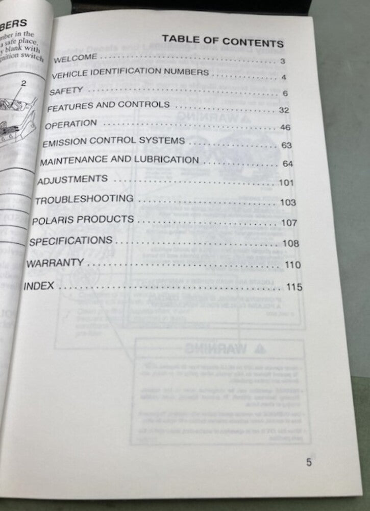 Polaris 9919426 Sportsman 700 EFI Owner's Manual 2005 Genuine