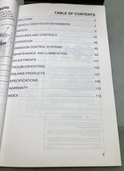 Polaris 9919426 Sportsman 700 EFI Owner's Manual 2005 Genuine