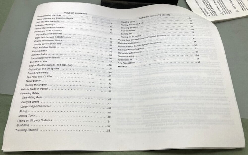 Polaris 9912397 4x4 250 4x4 350L Owner's Manual Print Out 1993 Genuine