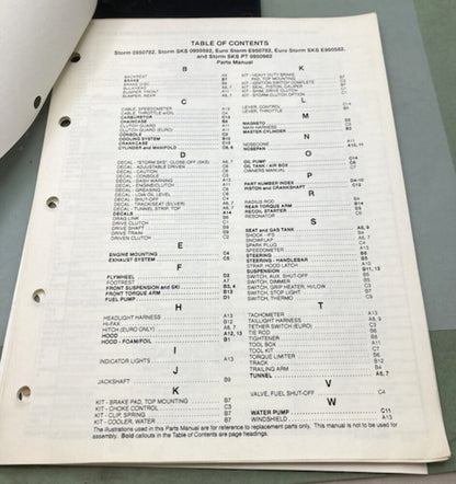 Polaris 9912901 Indy Storm Parts Manual 1995 Genuine