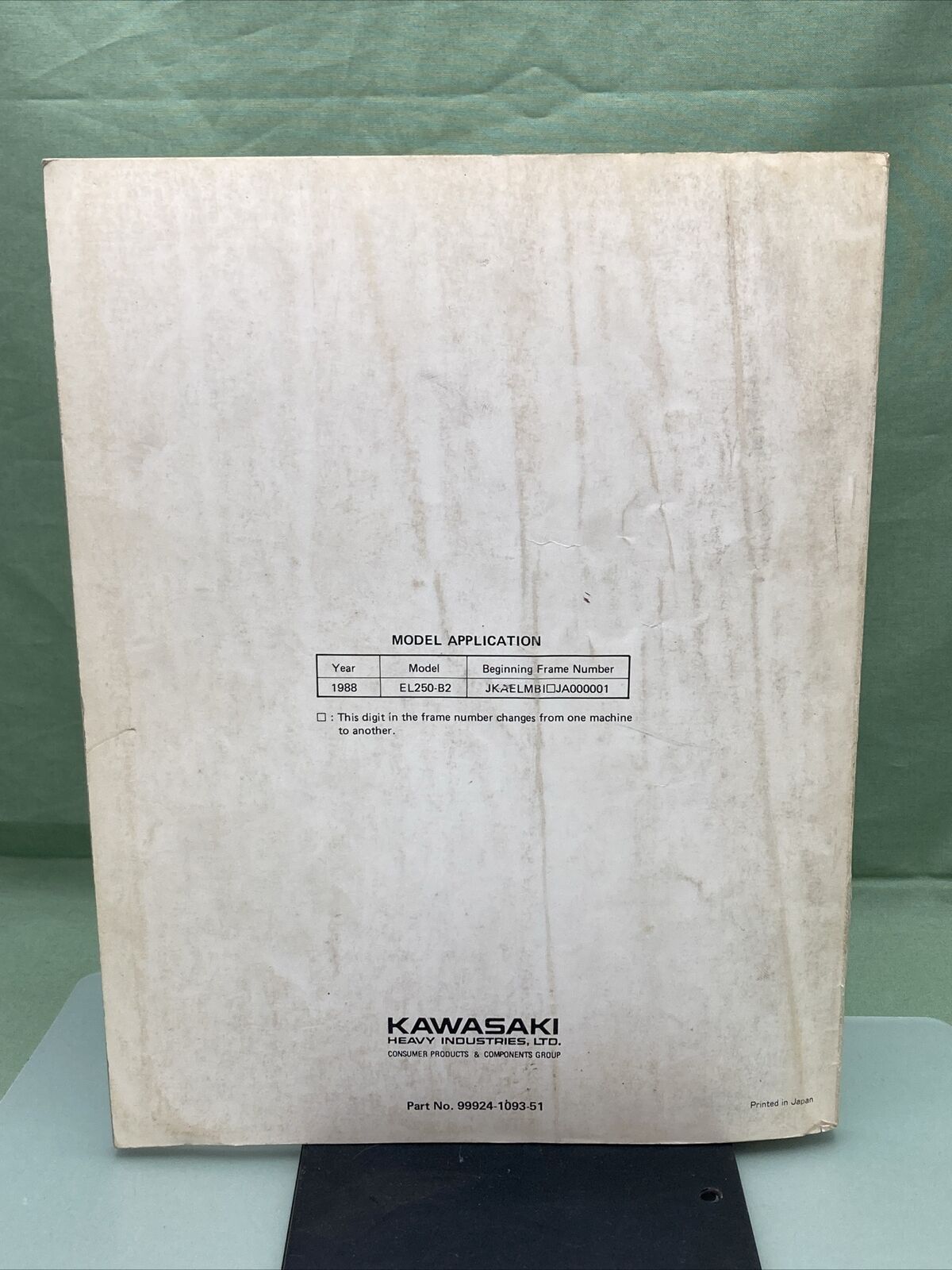 GENUINE KAWASAKI 99924-1093-51 SERVICE MANUAL ELIMINATOR 250