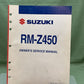 GENUINE SUZUKI 99011-35G50-03A OWNER'S SERVICE MANUAL RM-Z450