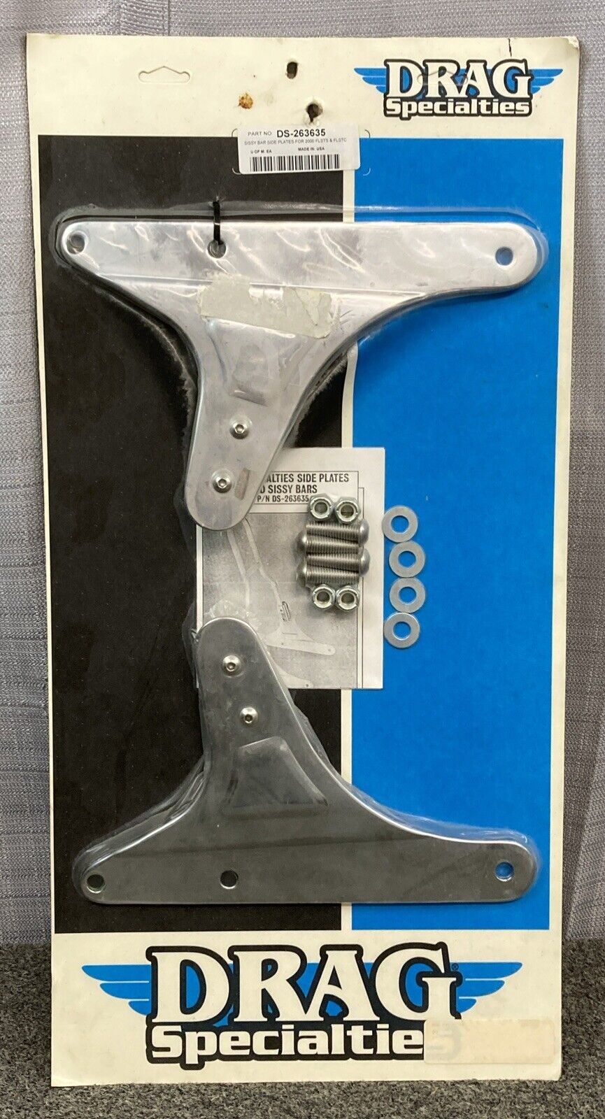 NEW DRAG SPECIALTIES DS-263635 SISSY BAR SIDE PLATES FOR 2000 FLSTS FLSTC