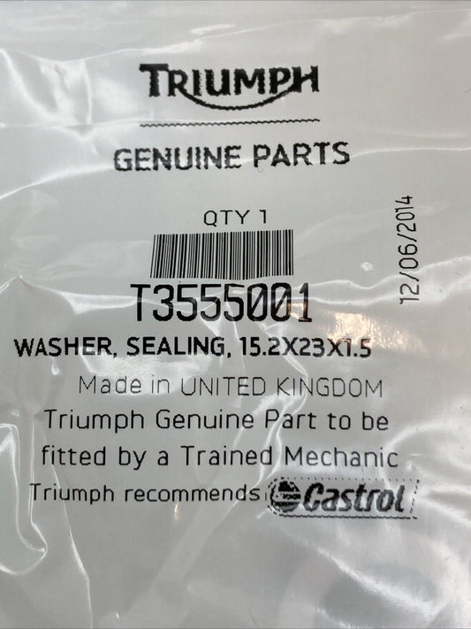 NEW GENUINE TRIUMPH T3555001 Washer, Sealing, 15.2 x 23 x 1.5