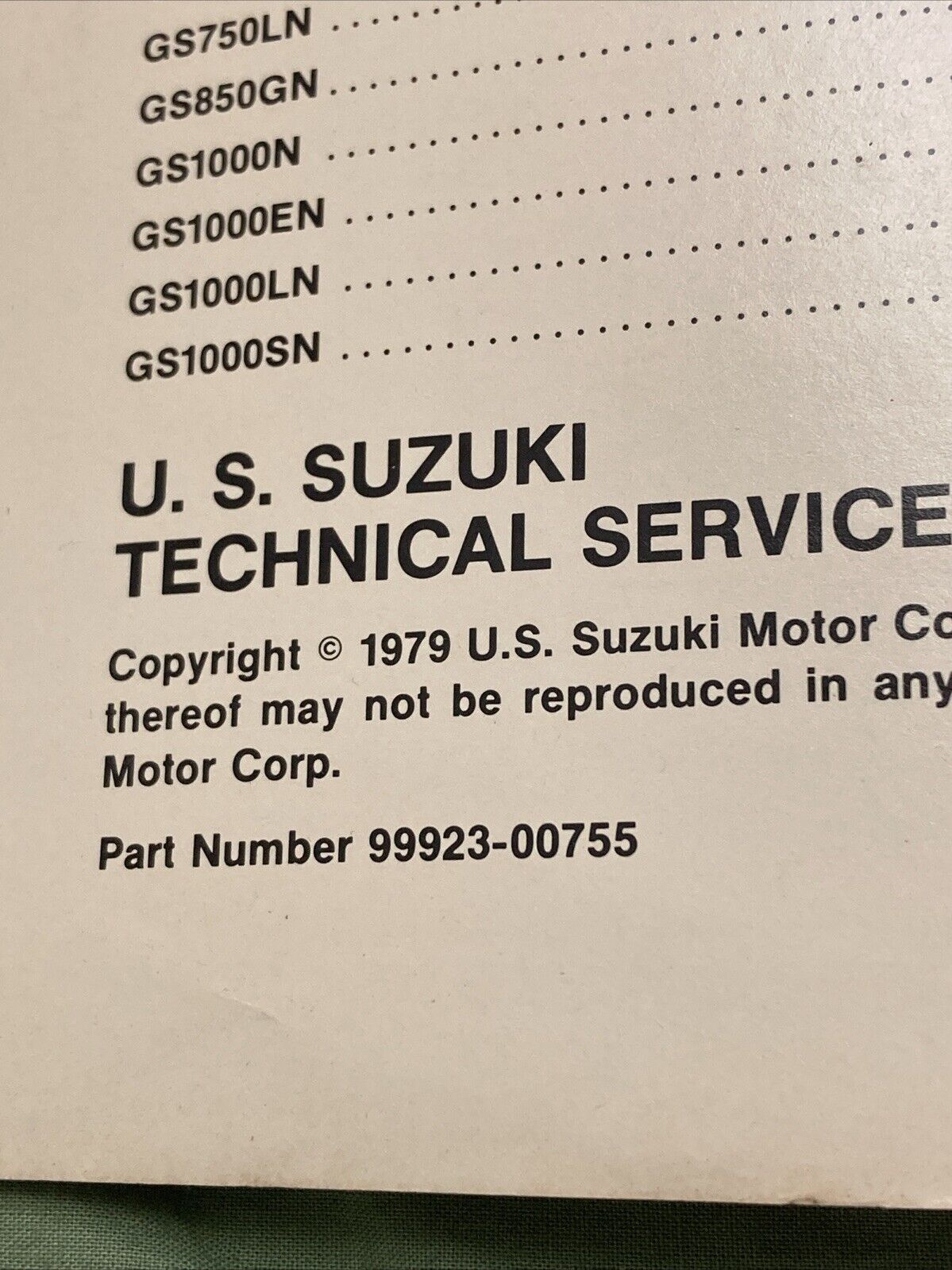 GENUINE SUZUKI 99923-00755 WIRING DIAGRAMS 1979