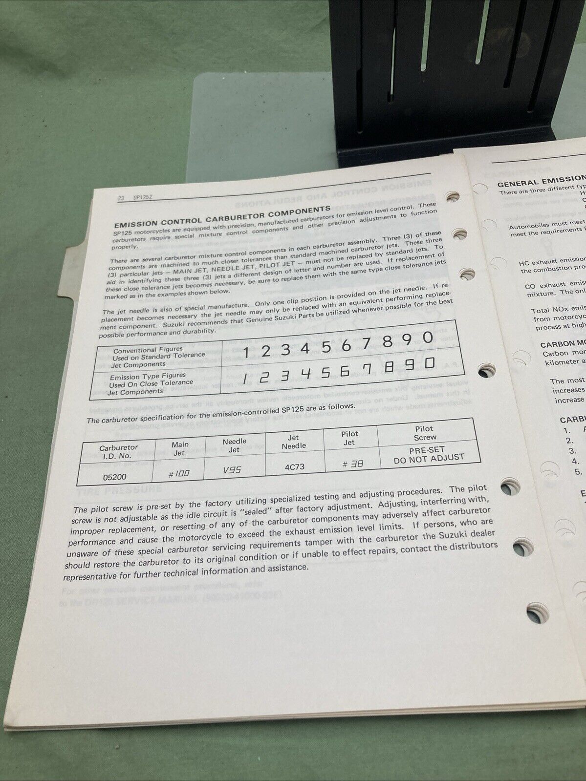 GENUINE SUZUKI 99501-41000-03E SP125 SUPPLEMENTARY SERVICE MANUAL 1982