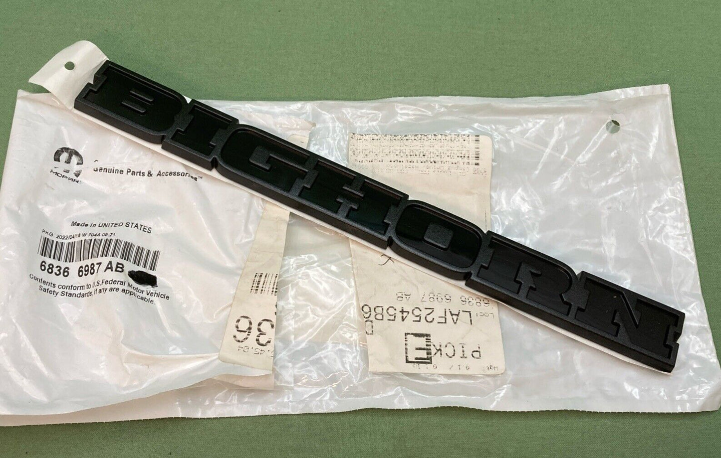 NEW GENUINE MOPAR 68366987AB Nameplate BIGHORN