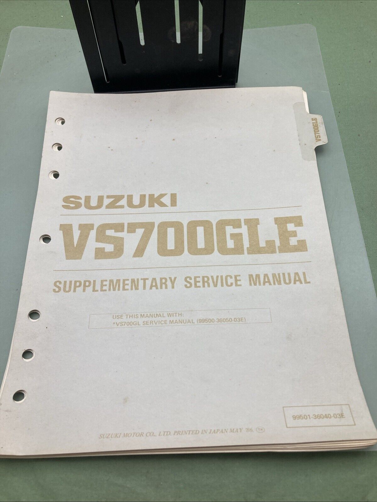 GENUINE SUZUKI 99501-36040-03E VS700GLE SUPPLEMENTARY SERVICE MANUAL 1986