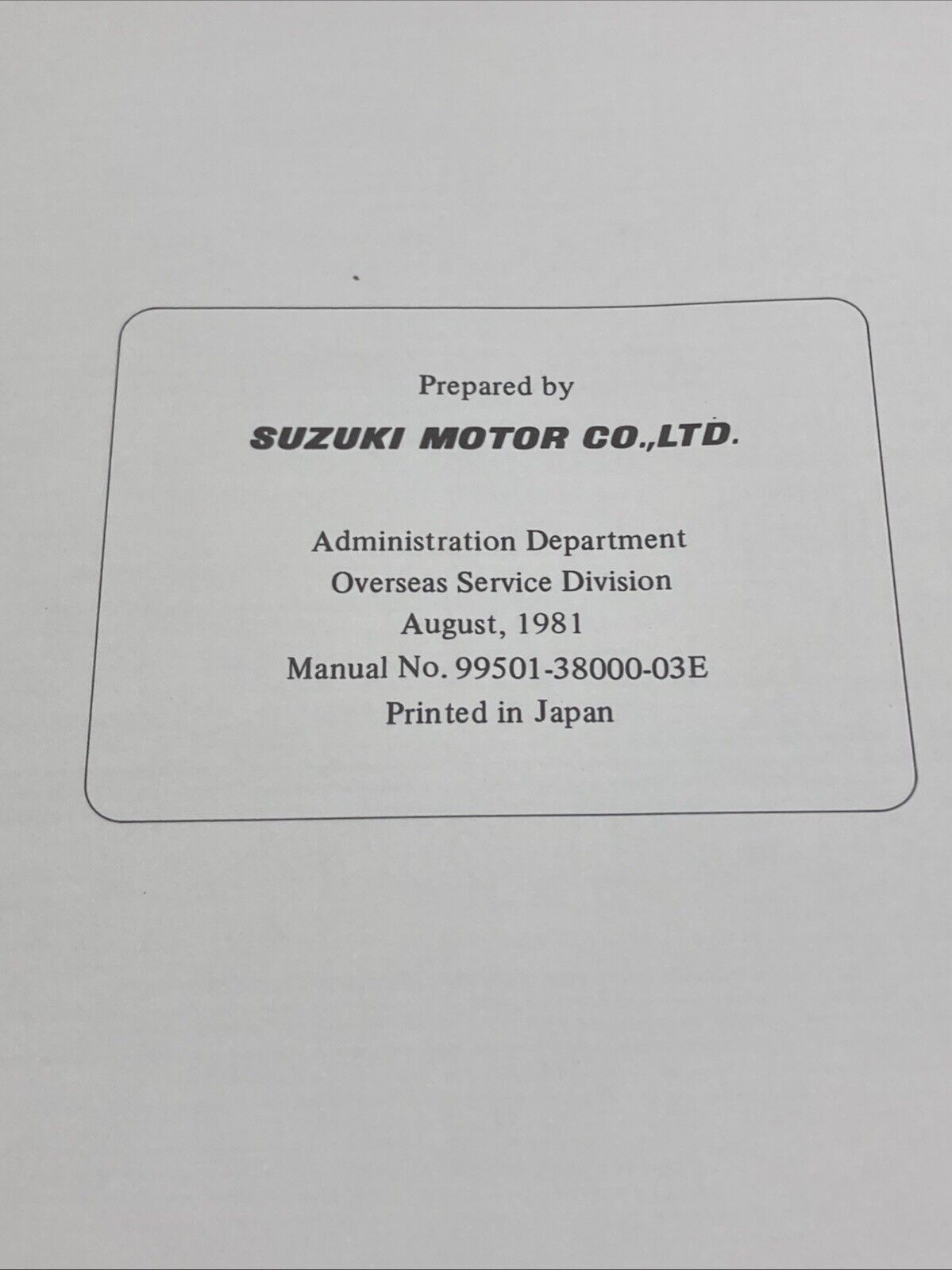 GENUINE SUZUKI 99501-38000-03E GS850GL SUPPLEMENTARY SERVICE MANUAL 1981