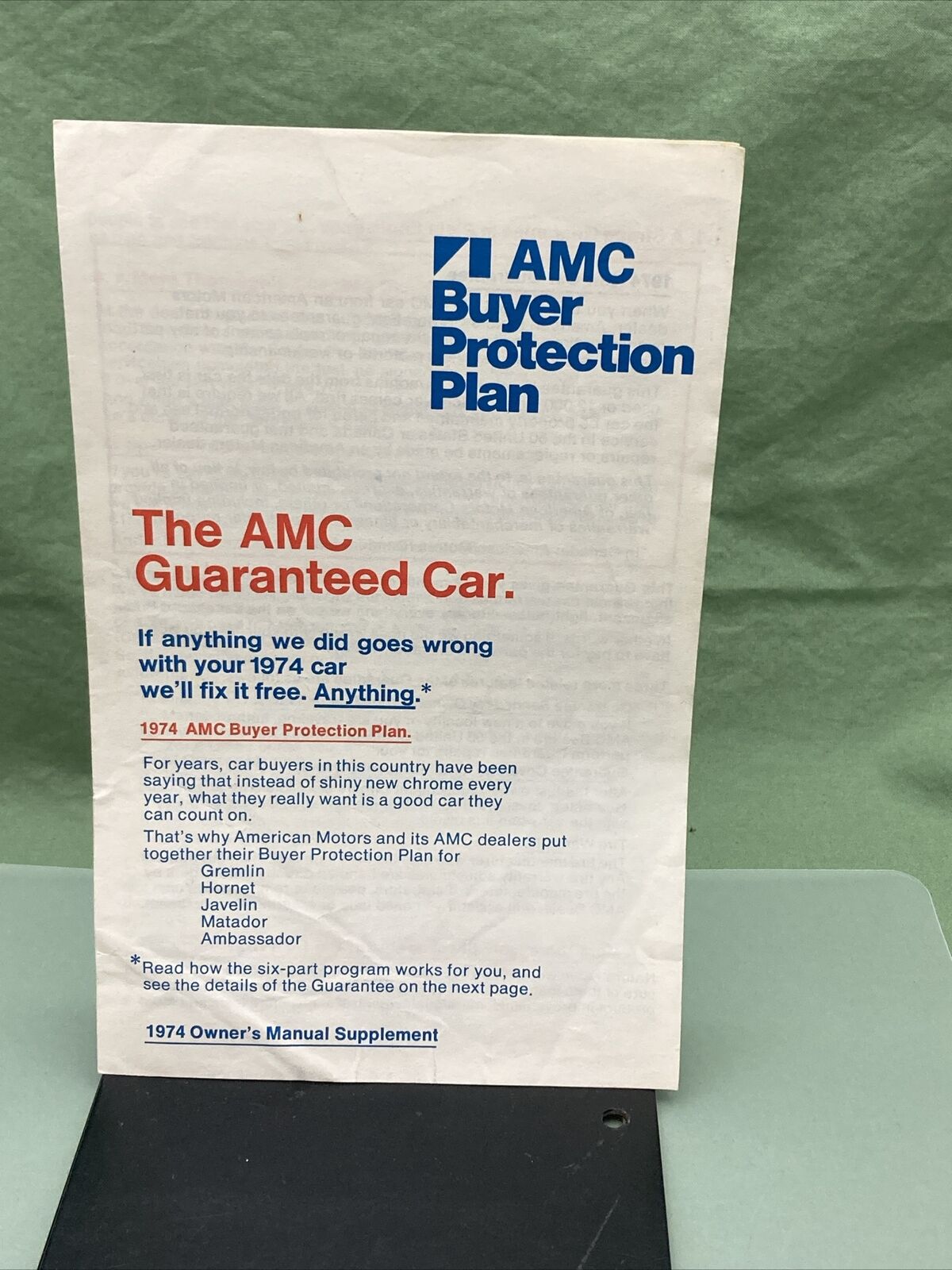 AMC 3222639 OWNER'S MANUAL GREMLIN-HORNET-JAVELIN-MATADOR-AMBASSADOR '74