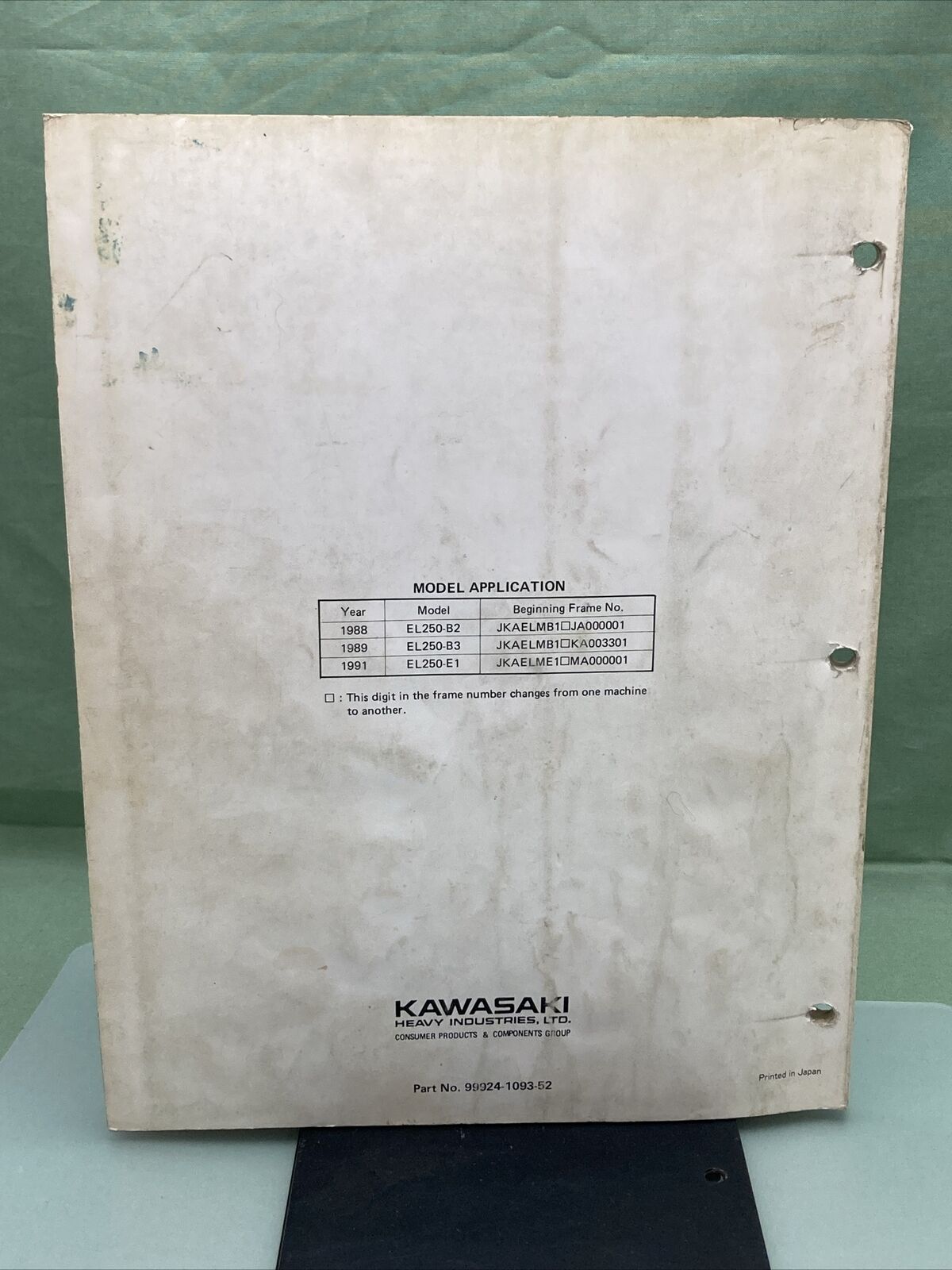 GENUINE KAWASAKI 99924-1093-52 SERVICE MANUAL ELIMINATOR 250, 250HS