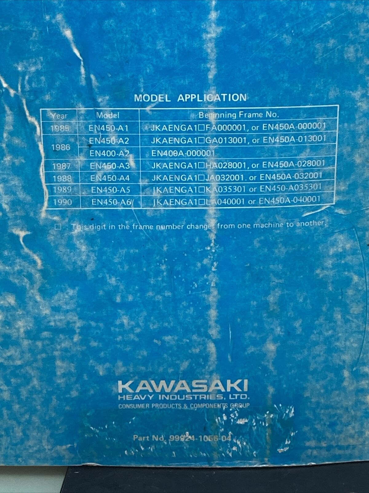 GENUINE KAWASAKI 99924-1056-04 SERVICE MANUAL EN400 EN450