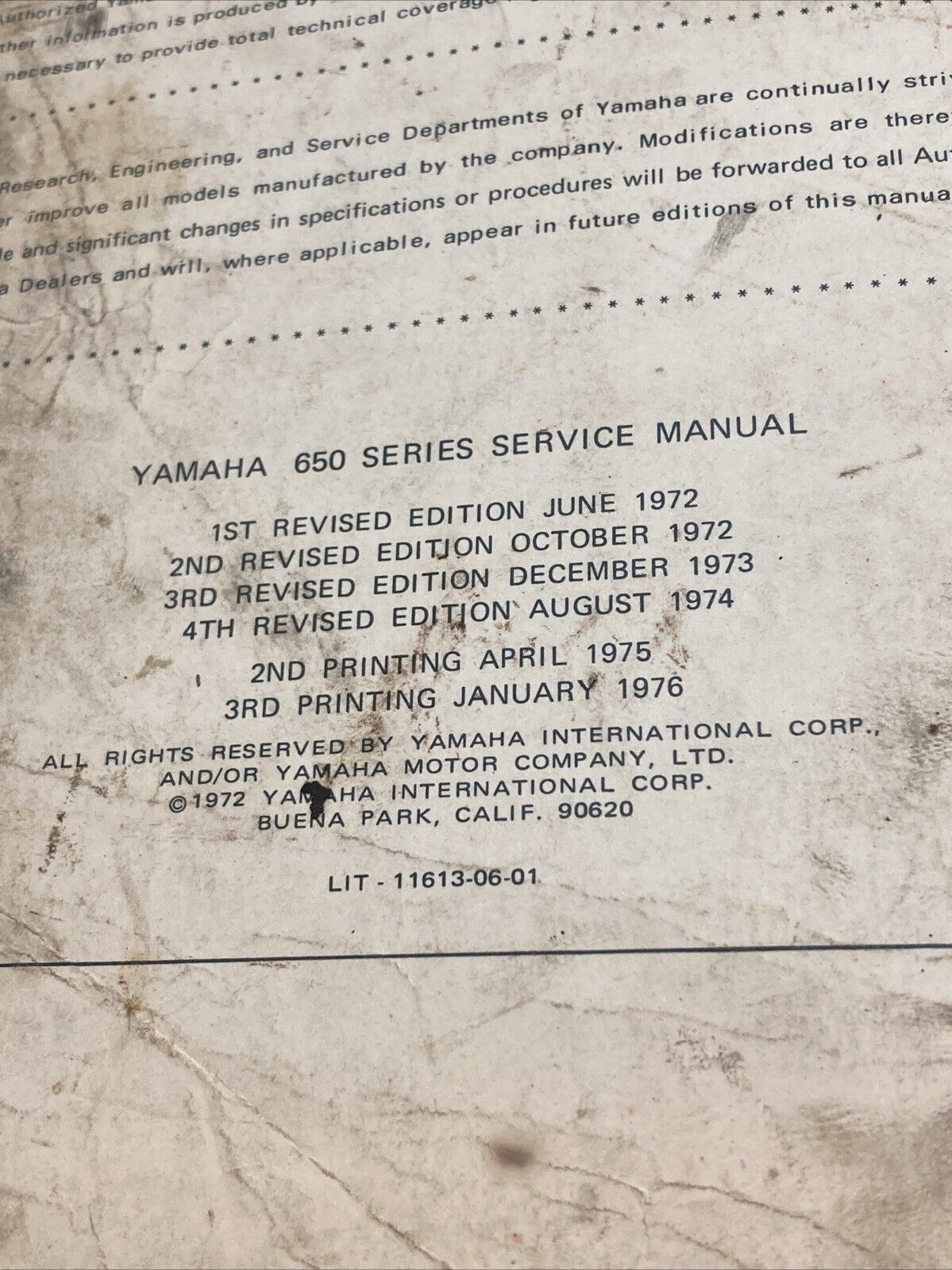 GENUINE YAMAHA LIT-11613-06-01 COMBINED SERVICE MANUAL