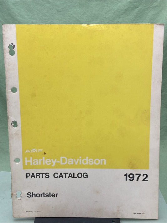 GENUINE HARLEY DAVIDSON AMF 99443-72 SHORTSTER PARTS CATALOG 1972