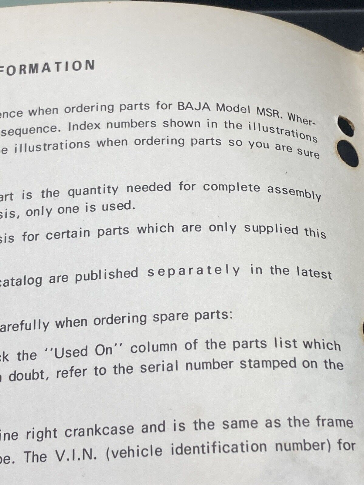 GENUINE HARLEY DAVIDSON AMF 99447-70R BAJA MSR-100 PARTS CATALOG 1970-1974