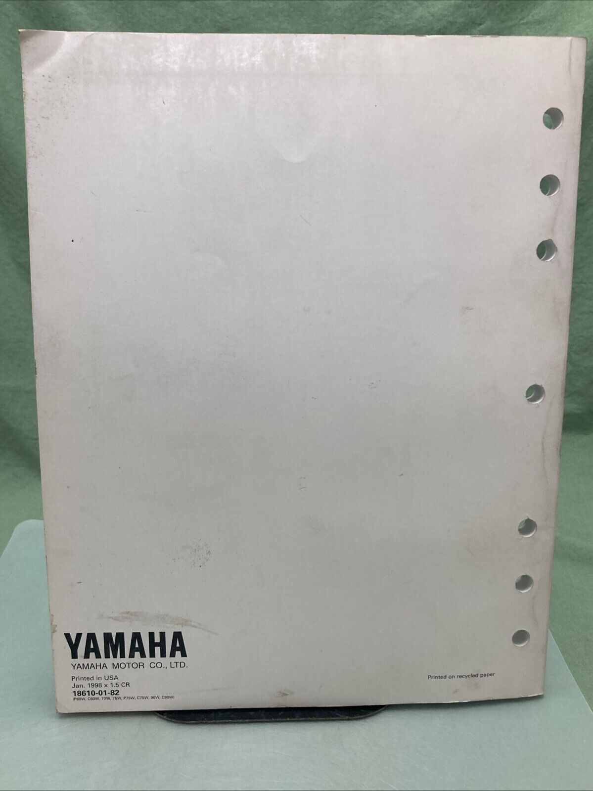 GENUINE YAMAHA LIT-18610-01-82 P60W, C60W, 70W, 75W, P75W SERVICE MANUAL 1998