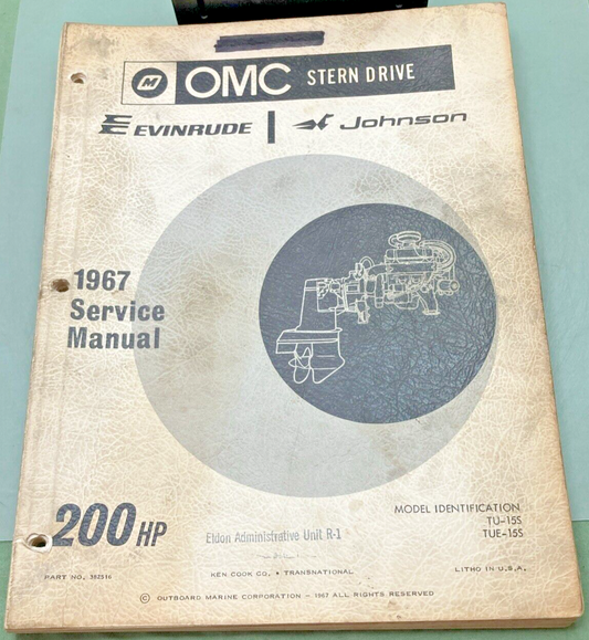 OMC JOHNSON EVINRUDE 382516 STERN DRIVE 200 HP SERVICE MANUAL 1967