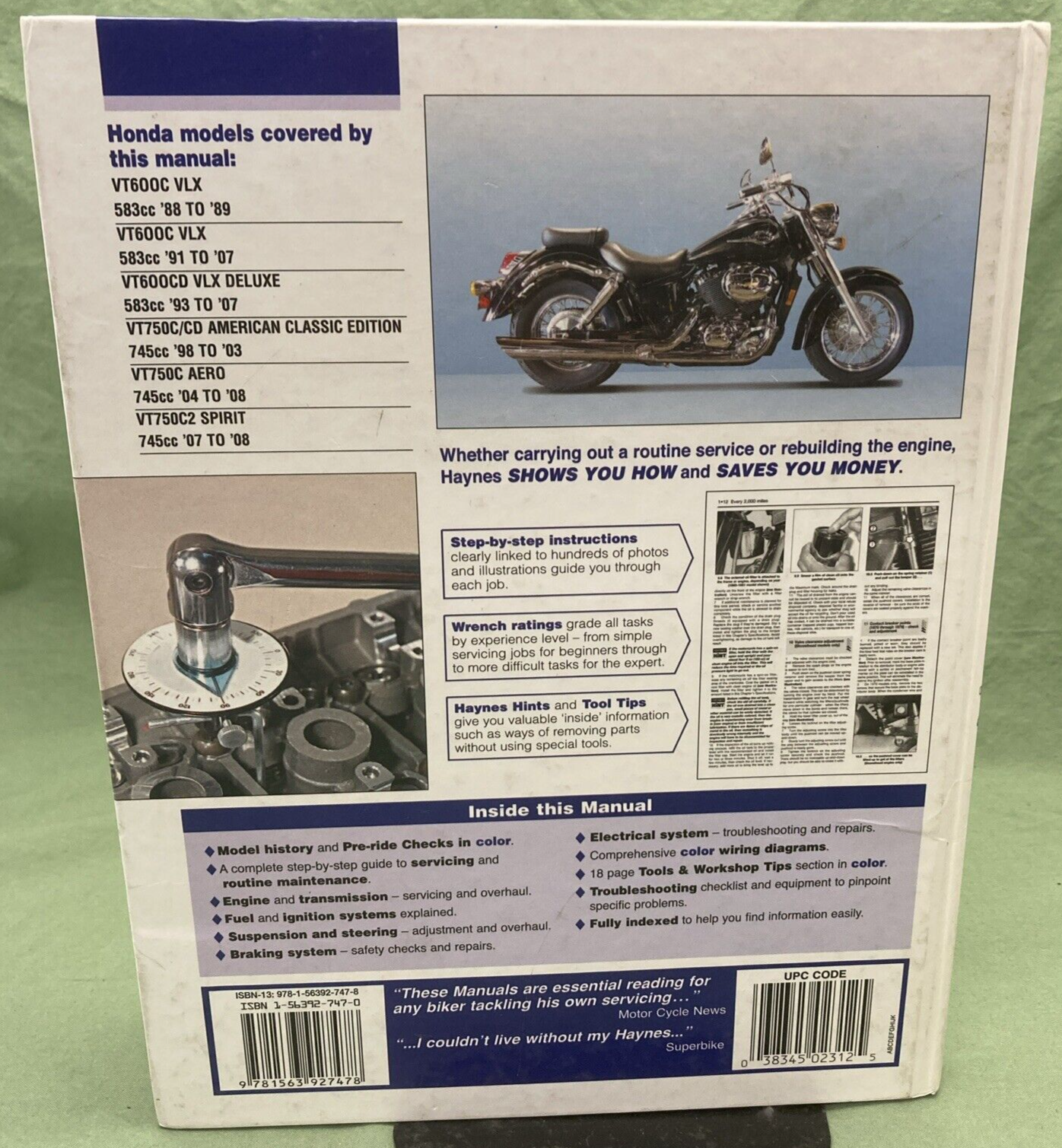 HAYNES 2312 Honda Shadow VT600 & VT750  Service Manual 1988-2008