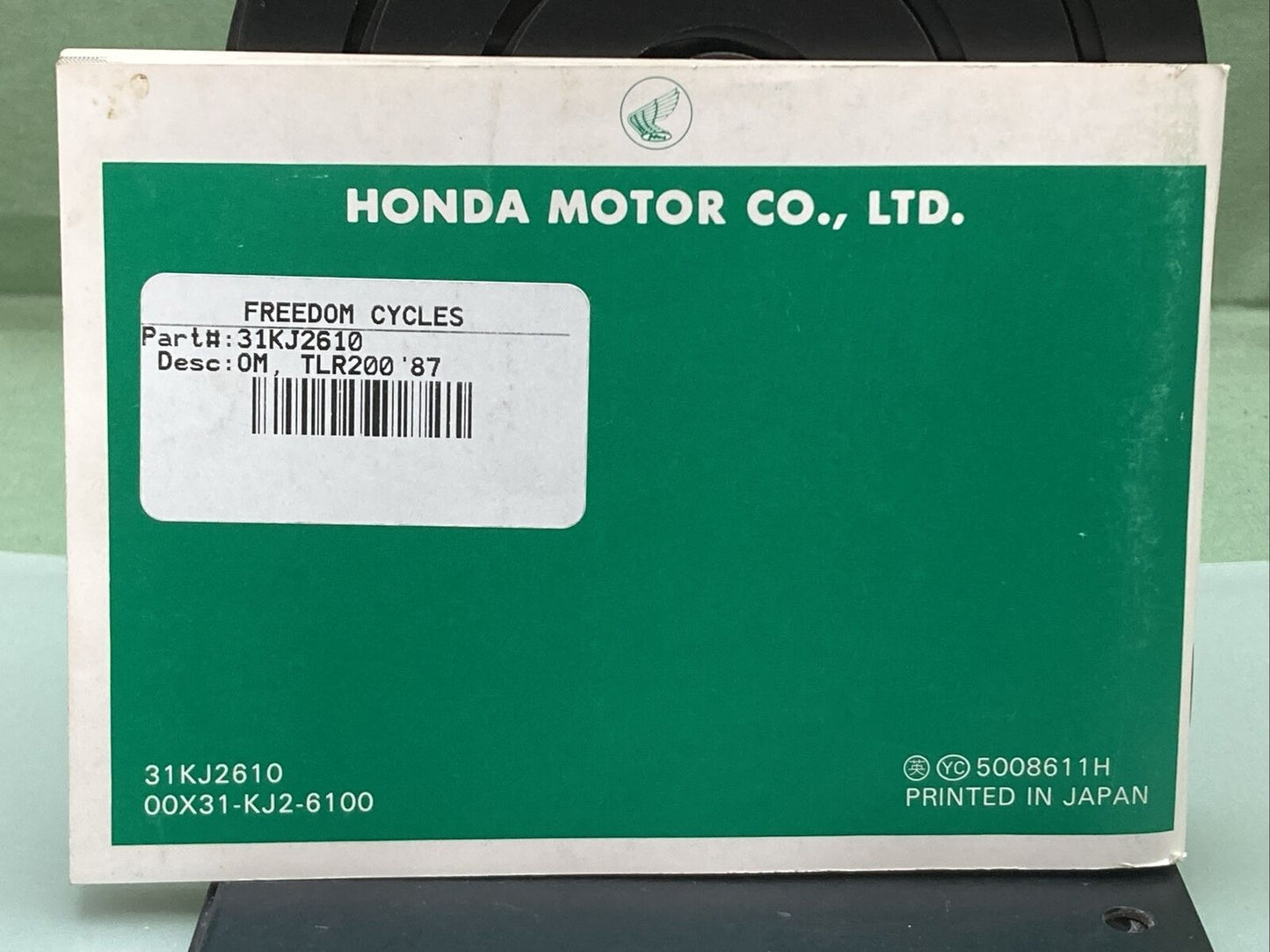 GENUINE HONDA 31KJ2610 TLR200 REFLEX OWNER'S MANUAL '87