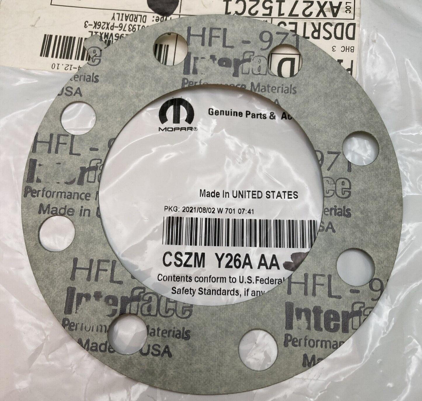 NEW GENUINE MOPAR CSZMY26AAA AXLE SHAFT Gasket