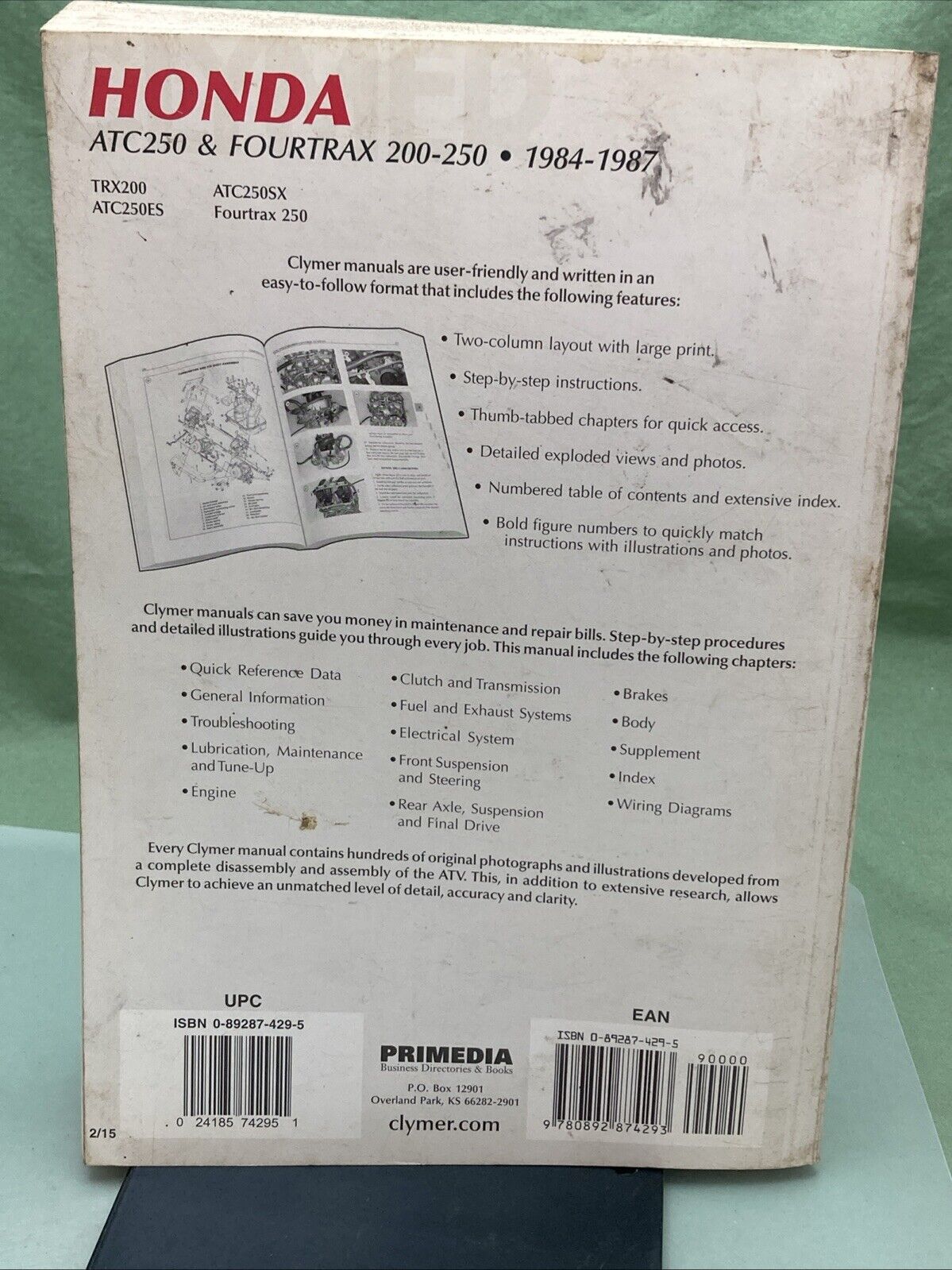 GENUINE CLYMER M455 HONDA SHAFT DRIVE ATC250 & FOURTRAX 200-250 '84-'87 MANUAL