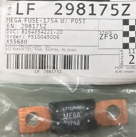 QTY 2 NEW LITTELFUSE 298175Z MEGA FUSE 175A AMP FUSE RELAY 3 SERIES