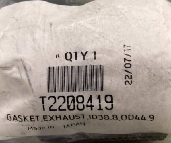 NEW GENUINE TRIUMPH T2208419 Gasket, Exhaust, ID38.8, OD44.9
